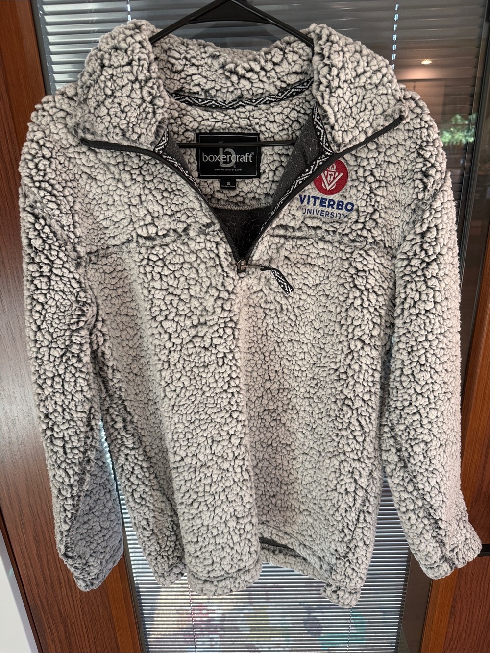 Boxercraft Light Gray Sherpa Half-Zip Pullover with Viterbo University Logo